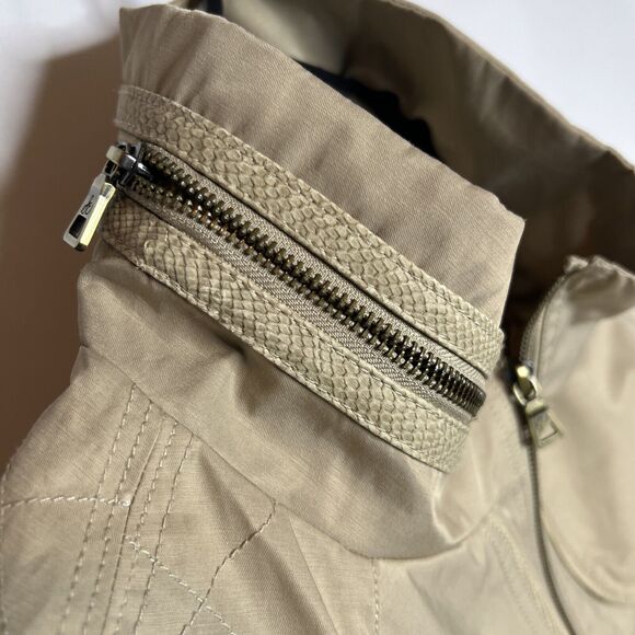 Sam Edelman Bomber Zipper Jacket Beige Tan Womens Size Large Quilted Y2K - Picture 8 of 14